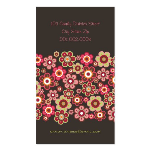 Sweet Pink Candy Daisies Flowers Chic Pattern Cute Business Cards (back side)