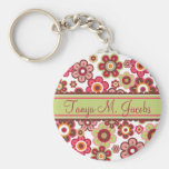 Sweet Pink Candy Daisies Flowers Girly Pattern Fun Key Chain