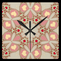 Sweet Pink Country Love Hearts  Wall Clock wall clocks