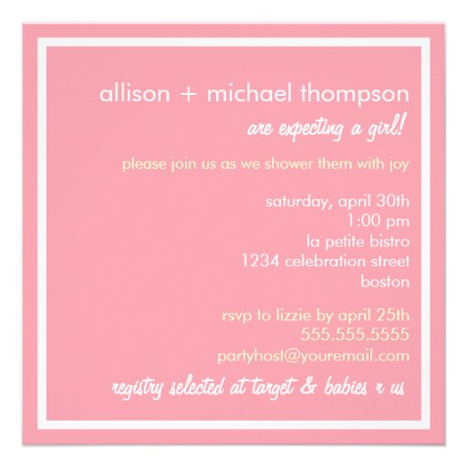 Sweet Pink  Couples Baby Shower Invitation