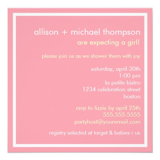 Sweet Pink  Couples Baby Shower Invitation