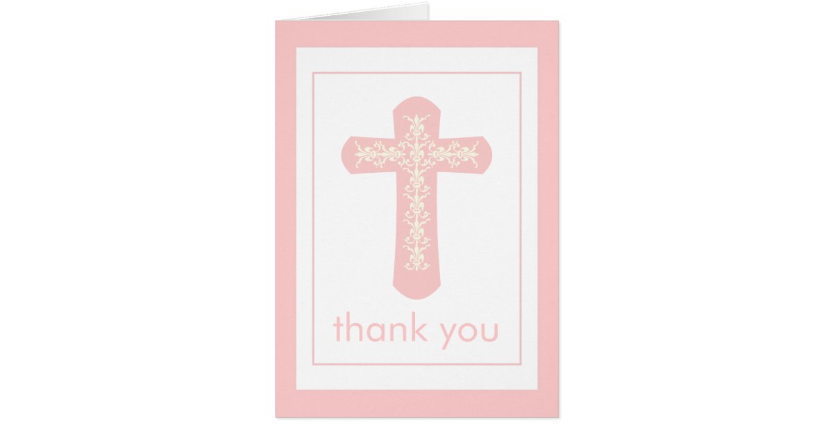 Sweet Pink Cross Thank You Card | Zazzle