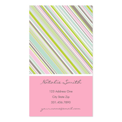 Sweet Pink Garden Stripes Fun Pattern Profile Card Business Card