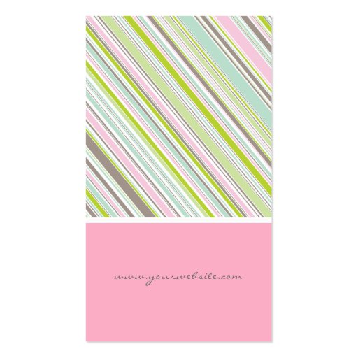 Sweet Pink Garden Stripes Fun Pattern Profile Card Business Card (back side)