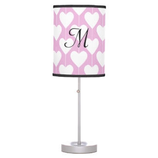 Sweet Pink Heart Design Girly Table Lamp