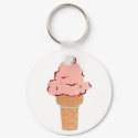 Sweet Pink Ice Cream Cone key chain keychains