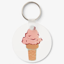 Sweet Pink Ice Cream Cone key chain keychains