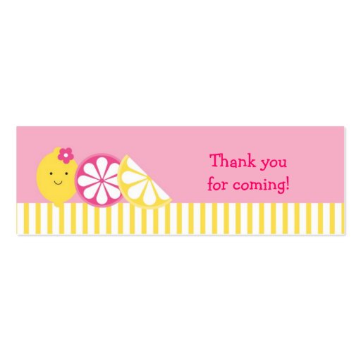 Sweet Pink Lemonade Goodie Bag Tags Business Cards (front side)