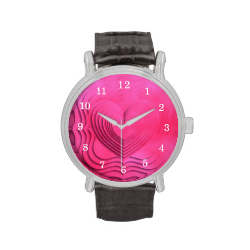 Sweet Pink Love Heart 3D Design Wrist Watches