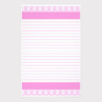 Sweet Pink Ribbon Breast Cancer Lined stationery
