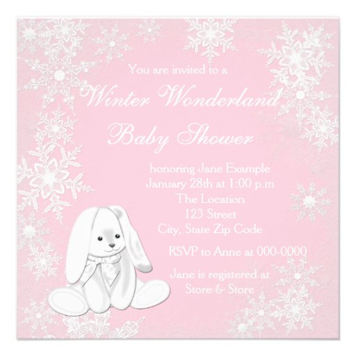 Sweet Pink Snowflake Winter Wonderland Baby Shower Announcement