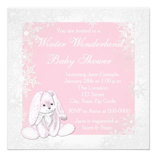 Sweet Pink Snowflake Winter Wonderland Baby Shower Custom Invitations