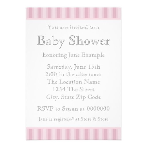 Sweet Pink Stripe Pink Elephant Baby Shower Personalized Announcement