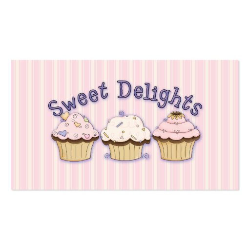 Sweet Pink Striped Bakery Business Cards (back side)