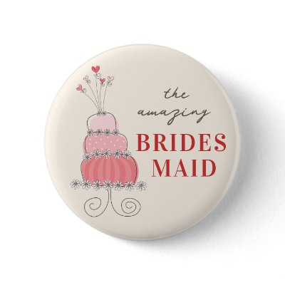 Sweet Pink Wedding Cake Name Tag / Gift / Button by fat_fa_tin
