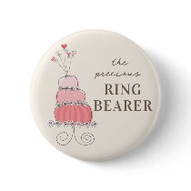 Sweet Pink Wedding Cake Name Tag / Gift Button by fat_fa_tin Sweet Pink Wedding Cake Name Tag / Gift Button
