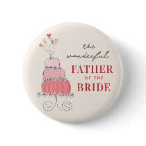 Sweet Pink Wedding Cake Name Tag / Gift Button