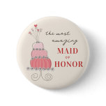 Sweet Pink Wedding Cake Name Tag / Gift Button