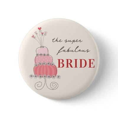 Sweet Pink Wedding Cake Name Tag / Gift Button