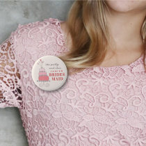 Sweet Pink Wedding Cake Name Tag / Gift Button