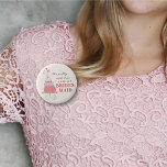 Sweet Pink Wedding Cake Name Tag / Gift Button