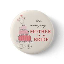 Sweet Pink Wedding Cake Name Tag / Gift Button