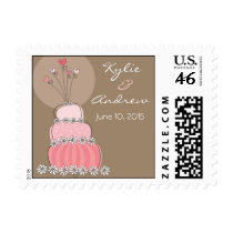 Sweet Pink Wedding Cake Save-the-Date / Invitation Stamp