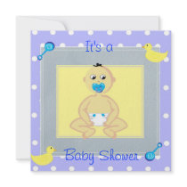 Sweet poka dot-blue baby custom invites