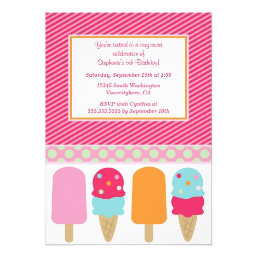 Sweet popsicles girl's birthday party invitation