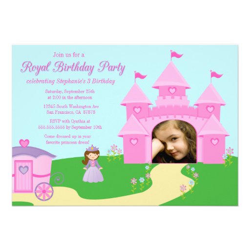 Sweet princess girl's birthday party invitation