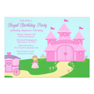 Sweet princess girl's birthday party invitation