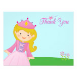Sweet princess girl's birthday thank you flat card custom announcement