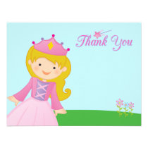 Sweet princess girl's birthday thank you flat card custom announcement
