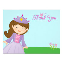Sweet princess girl's birthday thank you flat card personalized invitations