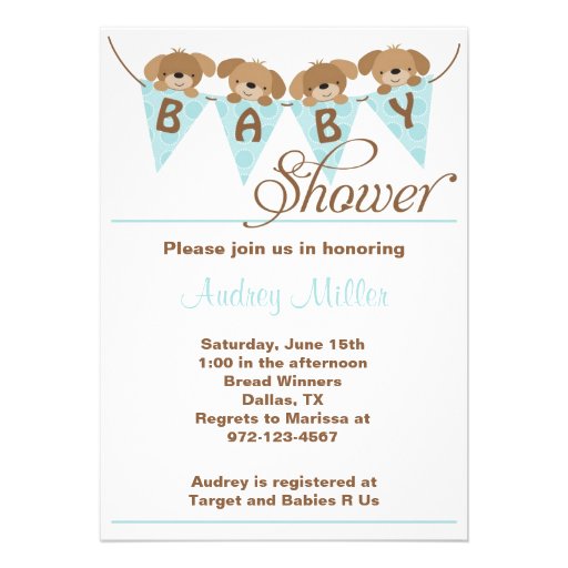 Sweet puppy baby shower Invitations