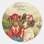 Sweet Pups Best Birthday Wishes Round Stickers