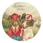 Sweet Pups Best Birthday Wishes Round Stickers