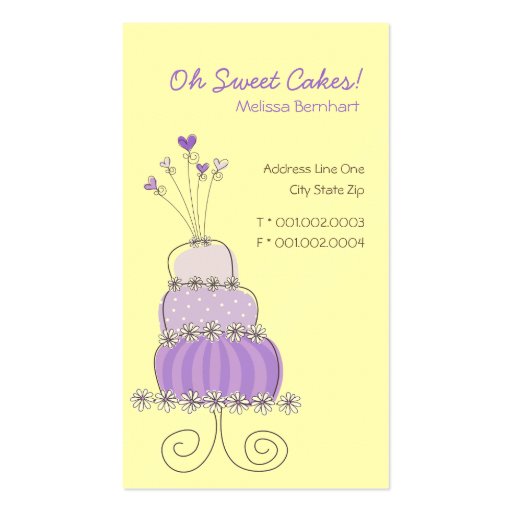 Sweet Purple Wedding Cake Custom Profile Card / Business Card (front side)
