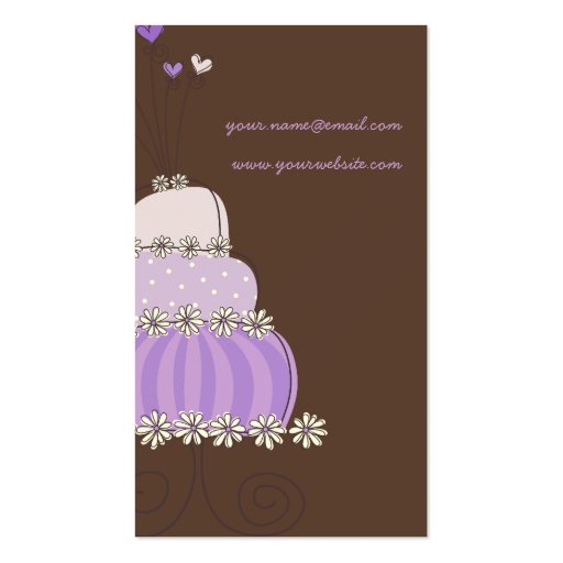 Sweet Purple Wedding Cake Custom Profile Card / Business Card (back side)