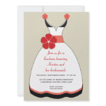 Sweet Red and Taupe Wedding Dress Invitation