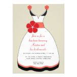 Sweet Red and Taupe Wedding Dress Invitation