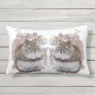 Sweet Red Squirrels Animal Outdoor Pillow