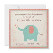 Sweet Retro Unisex Elephant Baby Shower