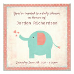 Sweet Retro Unisex Elephant Baby Shower Invitation