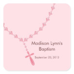 Sweet Rosary Beads Baptism Favor Seal Pink stickers