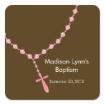 Sweet Rosary Beads Baptism Favor Seal Pink stickers