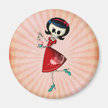 Sweet & Scary Skeleton Girl Fridge Magnet
