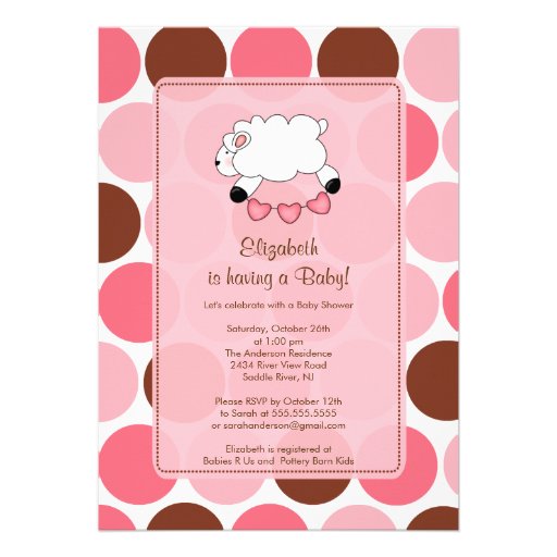 Sweet Sheep Baby Shower Invitation Pink Girl