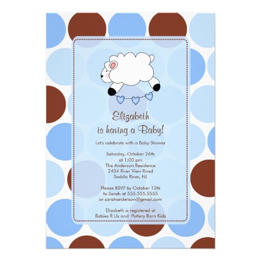 Sweet Sheep Boy Baby Shower Invitation