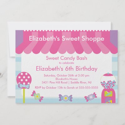 Sweet Shoppe Candy Birthday Party Invitation by celebra